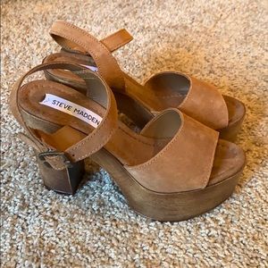 Steve Madden Heels Suede / Wood Lulla NWT